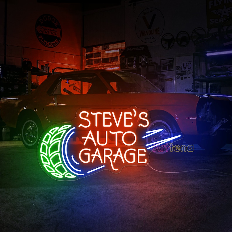 Personalized Your Garage Name Neon Sign Auto Garage LED Sign Garage ...
