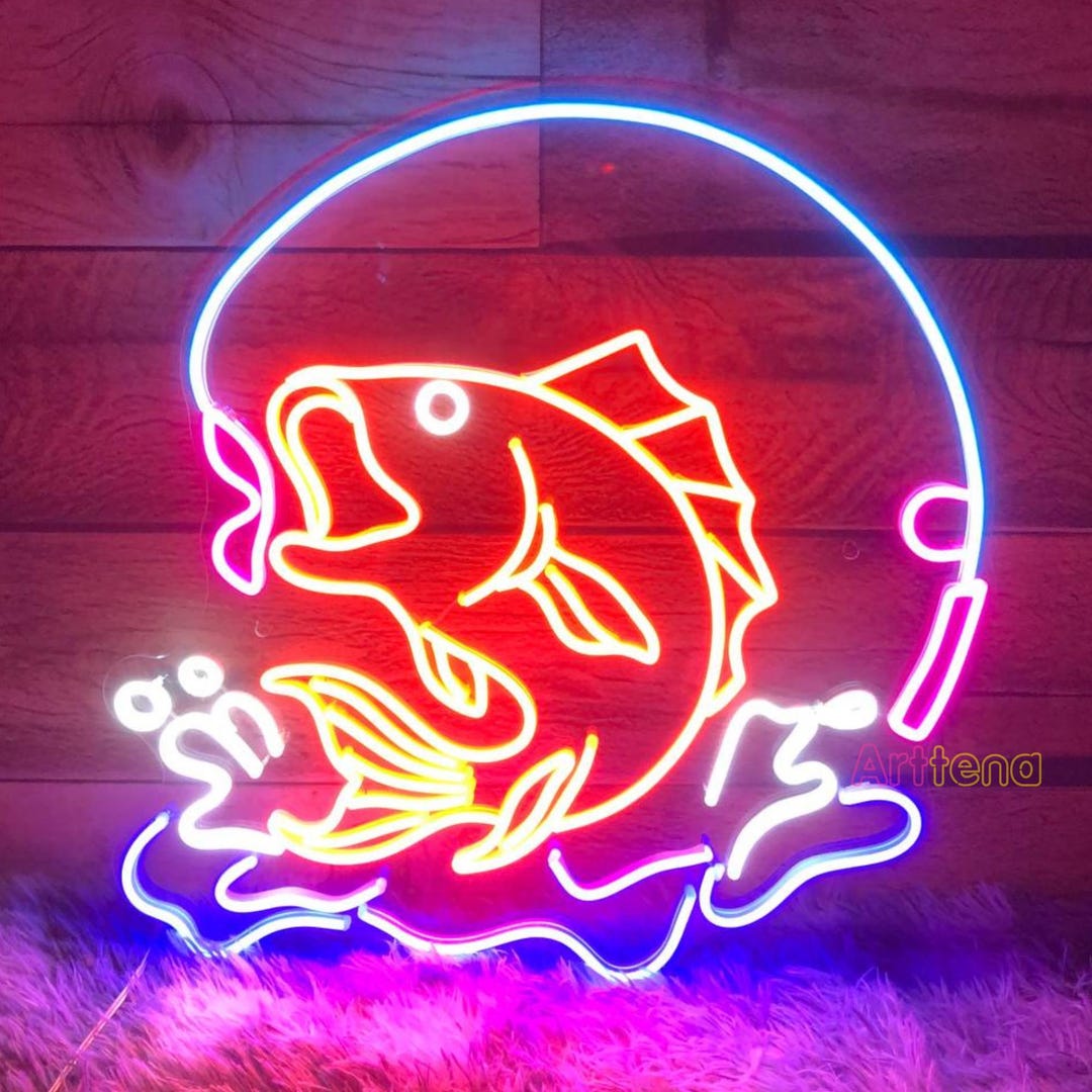Go Fishing Sign,fish Neon Sign, Fish Led Light,fishing Wall Art,man ...