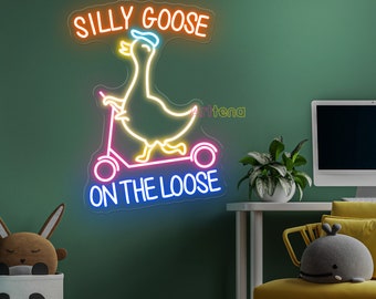 Silly goose on the loose neon sign, goose neon sign, duck goose decor, custom neon sign, goose decor, bedroom wall decor, silly duck decor