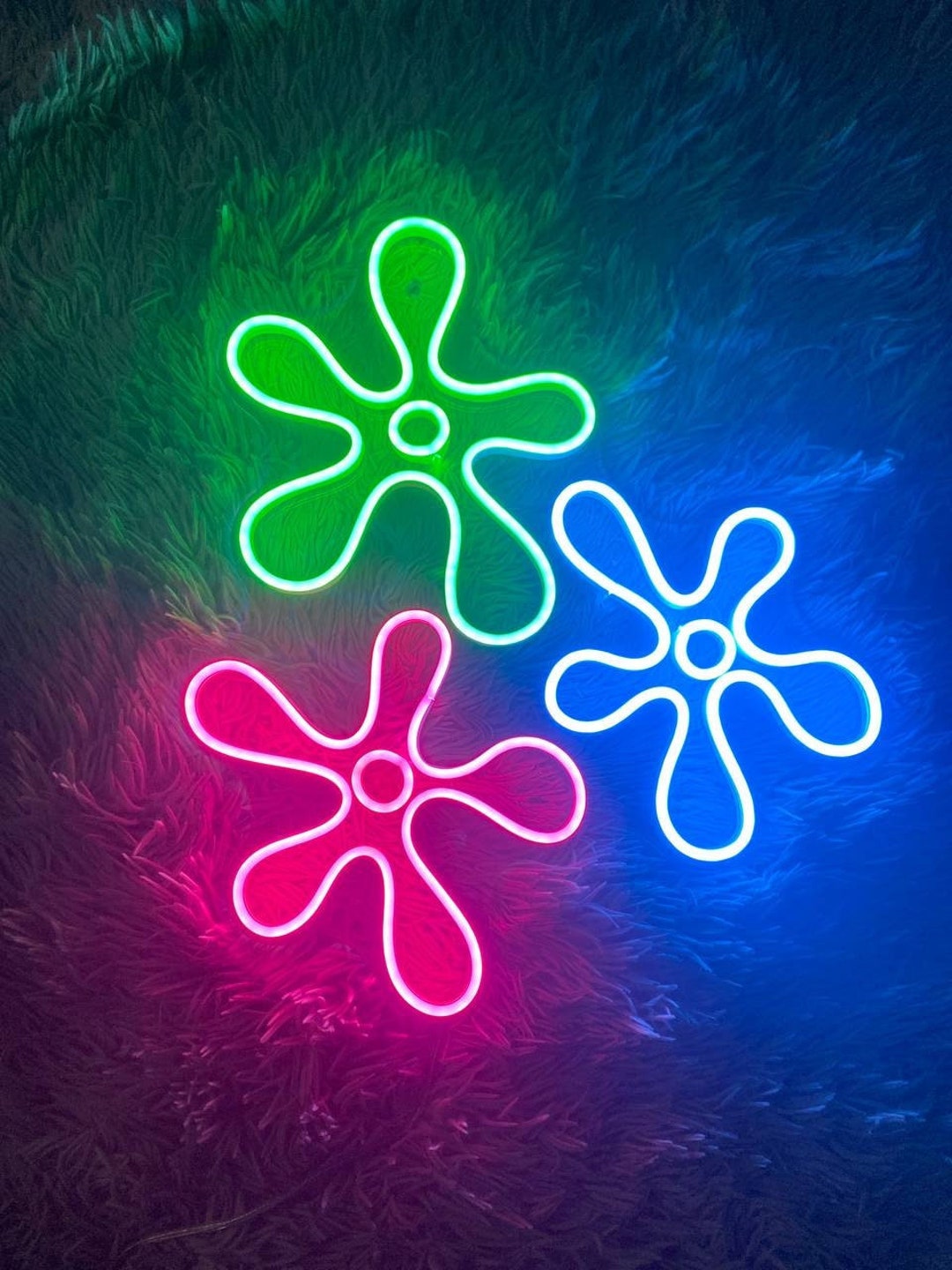 Popping Flowers Neon Sign, Spongebob Flower Neon Sign, Led Neon Sign