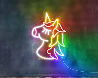 Unicorn LGBT Neon Sign, Cute Unicorn Neon Light,Pride Month neon sign,Unicorn wall decor Bedroom Neon, gift for LGBT Friend Custom Neon Sign