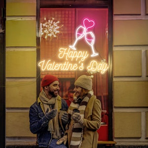 Insegna al neon di buon San Valentino, decorazioni al neon per San Valentino, decorazioni per la festa di San Valentino, regalo di San Valentino per il suo matrimonio Insegna al neon, insegna Amour
