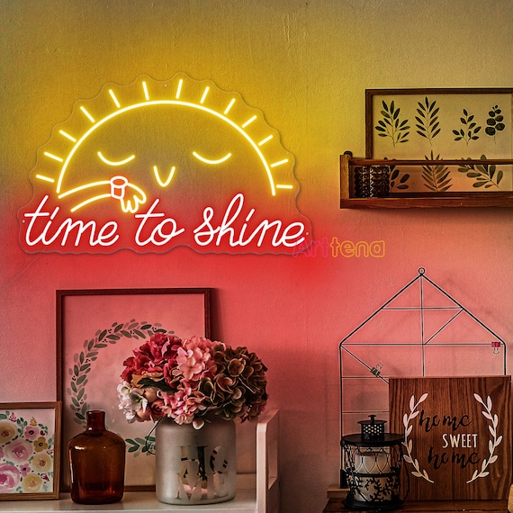 Insegna Al Neon Time To Shine Con Luci Calde - Decorazione Murale USB Dimmerabile - 2