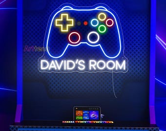 Custom Name Game Controller LED Neon Sign, Personalized Gamer Room Decor, Video Game Wall Light, Kids & Teen Gaming Room Sign