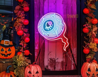 Creepy Eye Neon Sign, Eye Sculpture Art, Halloween Decor, Halloween Eye, Goth Decor, Gothic Acrylic Neon Sign, Horror Eye Wall Art