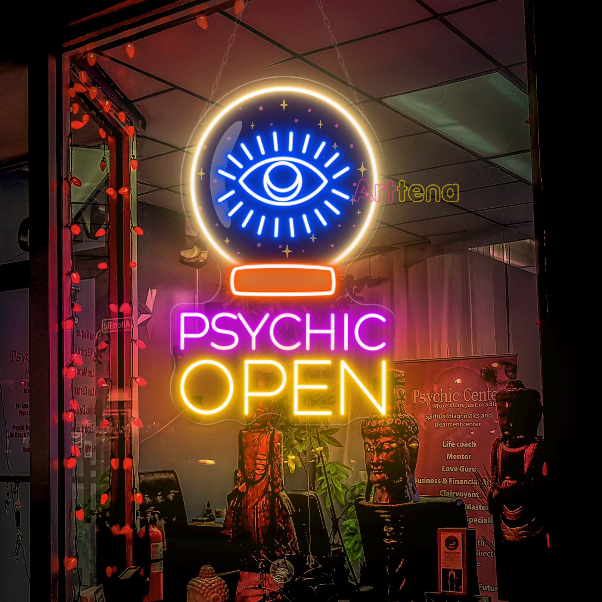 thumbnail image 2 of Psychic Open Neon Sign | GS-50-23 | Jantec Neon 2 of 11