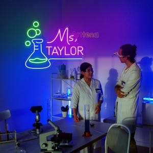 Custom Science Teacher Name Neon Sign, Science Wall Decor, Science ...