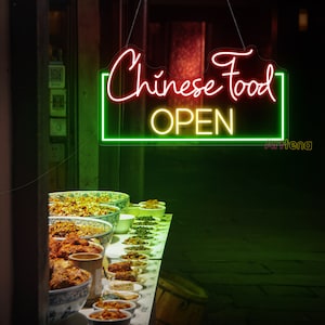 Chinese food open neon sign, Asian food sign, Chinese food decor, welcome neon sign, restaurant led sign, kitchen decor, custom neon sign