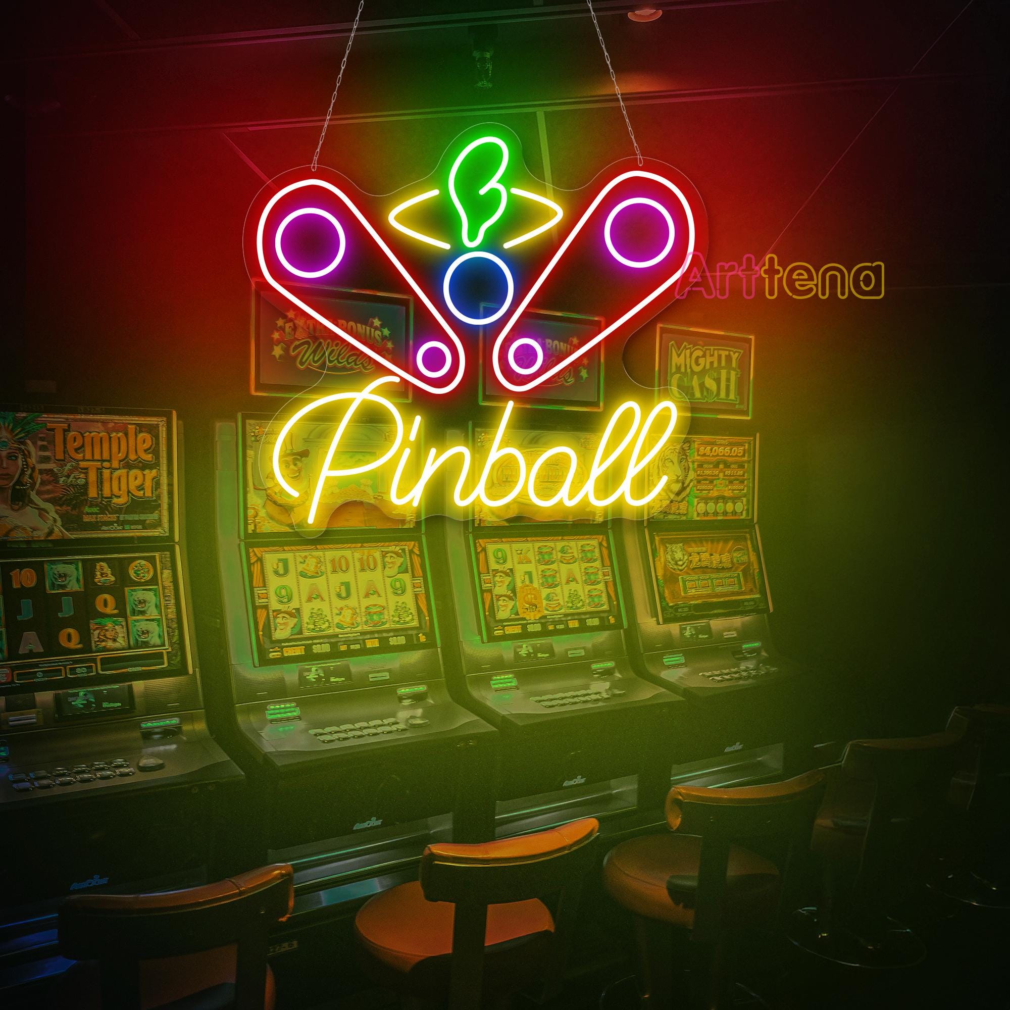 Neon Pinball Sign Pinball Neon Sign Pinball Led Lights Game Room Neon Sign Custom Name ...
