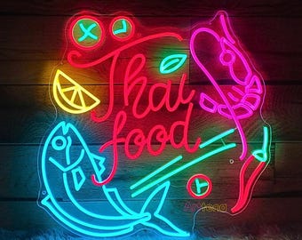 Thai Food Open Neon Sign, Thai Food Neon Sign, Open Neon Sign