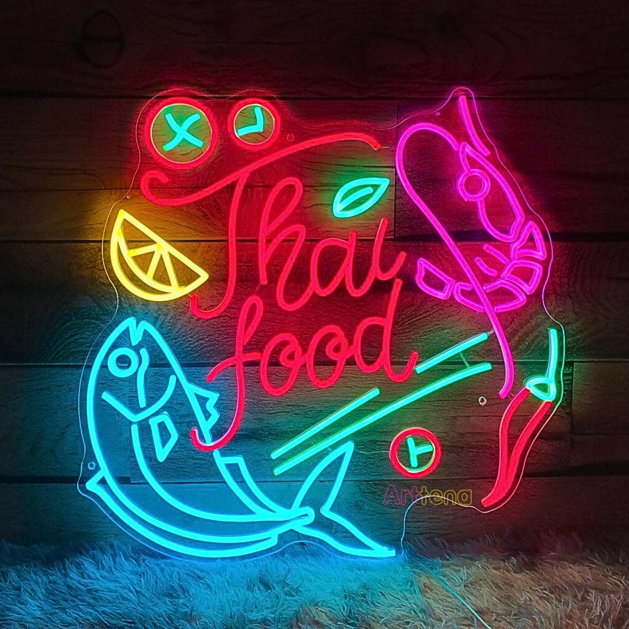 Thai Food Open Neon Sign, Thai Food Neon Sign, Open Neon Sign