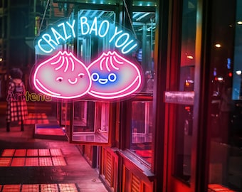 餃子LEDネオンサイン、餃子中華料理店の壁装飾、アジア料理の壁アート 