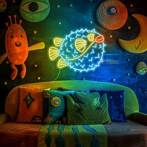 Puffer Fish Neon Sign, Fish Led Sign, Blowfish Light Sign, Fugu Led ...