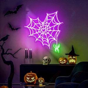 Spiderweb Heart Neon Sign,Halloween Sign ,Trick or Treat, Spider neon sign,Kids,Gift Idea,Event,Party,Home Decor,Personalized neon sign