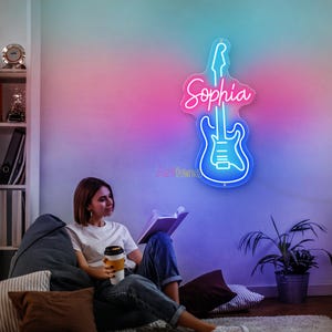 Gitarre Leuchtreklame, E-Gitarre Leuchtreklame, Gitarre Geschenk, Gitarre Band Raumschild, LED Neonschild, Musik-Liebhaber Geschenk, Gitarrist Geschenke