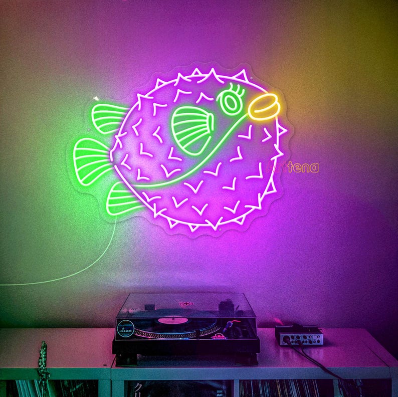 Puffer Fish Neon Sign, Fish Led Sign, Blowfish Light Sign, Fugu Led ...