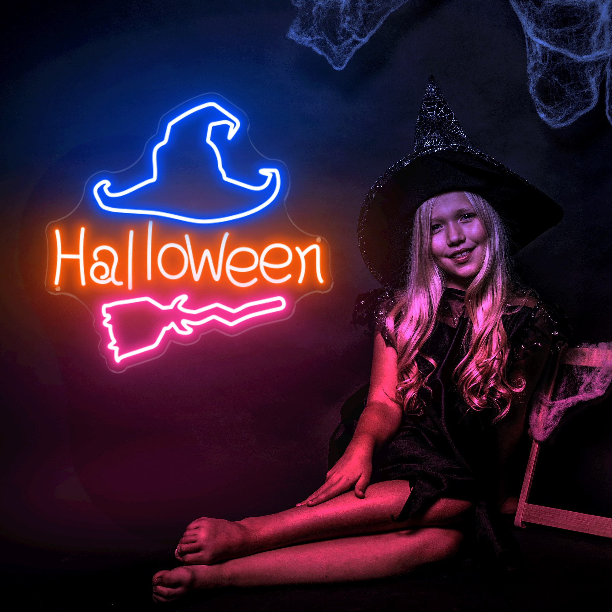 ハッピーハロウィンネオンサイン ハロウィンホームデコレーション