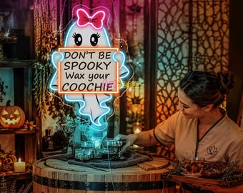 Don't Be Spooky LED Neon Sign, Girly Ghost Wall Decor, Funny Spa Decor, Cutesy Waxing Studio Light, Beauty Salon Display, Self Care Decor