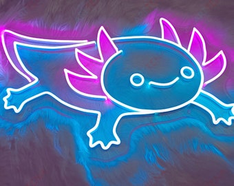 Axolotl Neon Sign, Hologram Light, Kawaii Decor, customizable neon sign, wall decor art, LED Neon Sign, Christmas gift