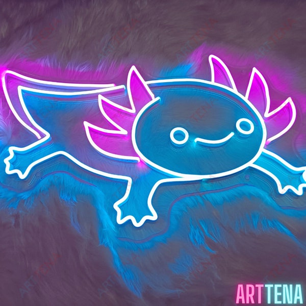 Axolotl Neon Sign, Hologram Light, Kawaii Decor, customizable neon sign, wall decor art, LED Neon Sign, Christmas gift