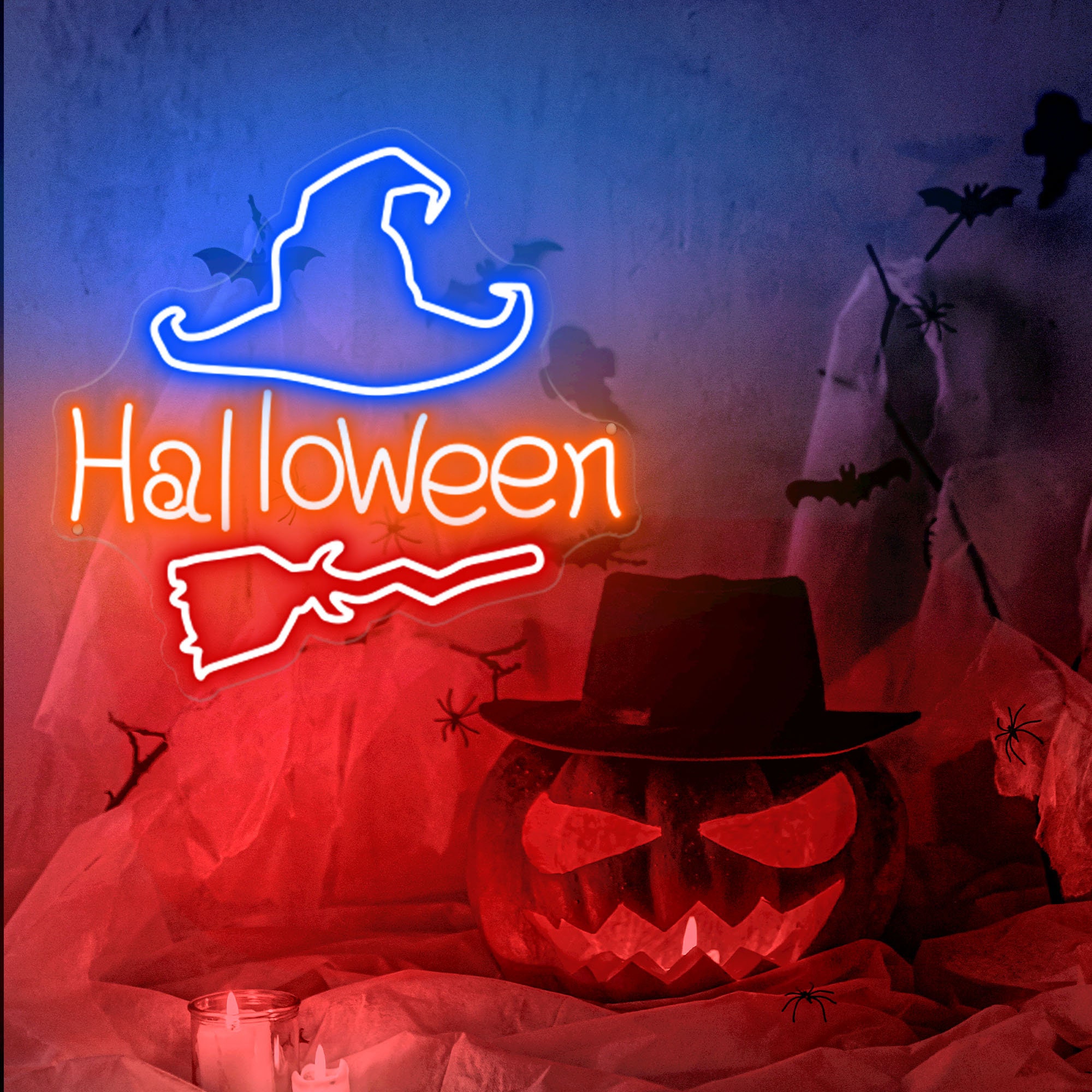 ハッピーハロウィンネオンサイン ハロウィンホームデコレーション
