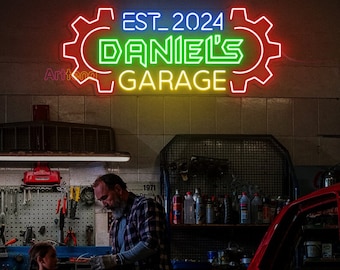 Aangepaste Garage Neon Sign Car Service Decor Versnellingsbak Neon Sign Man Cave Art Garage Sign voor mannen Auto Shop Decor Cadeau voor hem Supercar Neon Sign