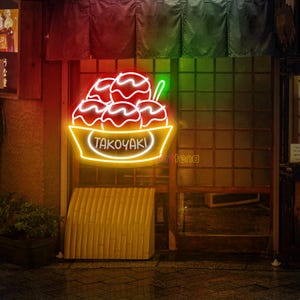 Takoyaki Neon Sign, Custom Octopus Dumplings LED Sign, Octopus Neon Light, Japanese Food LED Light, Japan Restaurant Decor, Squid LED Light