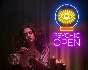 Psychic Open Neon Sign Psychic Neon Sign Neon Sign Decor UV Print Acrylic Led Neon Sign Psychic Reader Custom Neon Sign Tarot Neon Sign