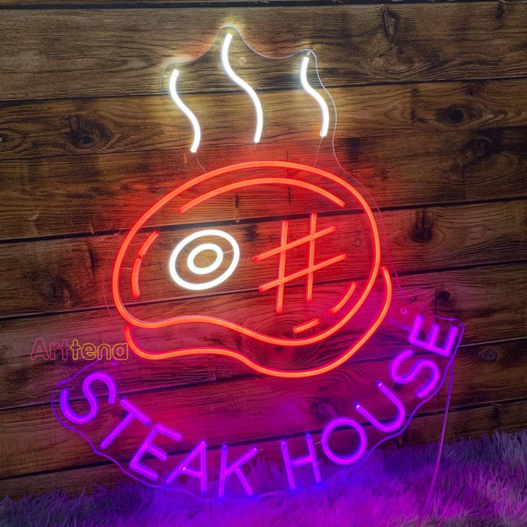 Steak House LED Neon Sign Restaurant Steak House Neon Sign Animal Beef ...