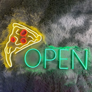 Pizza Neon Sign, Open Pizza led sign, Restaurant Sign, Kitchen neon sign, Neon sign bedroom, Led neon sign, Neon light sign for wall