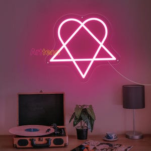 Pentagram Heart Neon Sign, Heartagram LED Neon Sign, Halloween Decor Sign, Heartagram Wall Sign, Custom Neon Sign, Bedroom Decor Wall