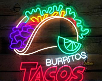 タコスネオンサイン：メキシコ料理レストランのLEDライト装飾 - Etsy 日本