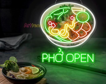 Pho Open Neon Sign Vietnamese food Led Light Pho Neon Light Vietnamese Restaurant Welcome Sign Open Neon Sign Opening Gift Pho Noodle Light