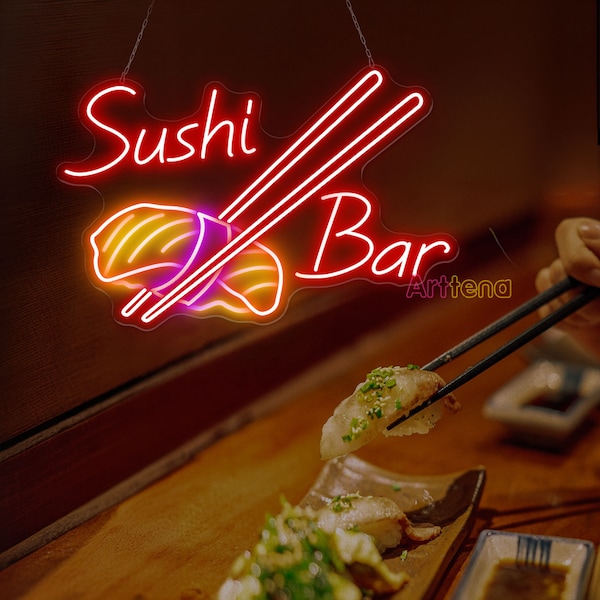 Sushi Bar Neon Sign Salmon Sushi Sign Sushi Led Sign Restaurant Led Decor Japanese Food Neon Sign Japanese Restaurant Sign Restaurant Decors