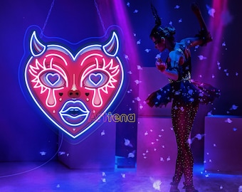 Enseigne néon coeur bébé diable, enseigne néon Halloween, coeur néon, enseigne néon led toute la déco, enseigne néon Halloween, enseigne de chambre à coucher, cadeau d'Halloween