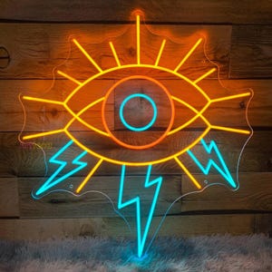 Letrero de neón &quot;Ojo con rayo&quot;, Letrero de neón personalizado, Letrero de neón &quot;Ojo malvado&quot;, Letrero de neón &quot;Ojo&quot;, Luces espirituales, Luces decorativas, Amuleto de protección