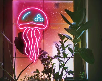 Qualle Leuchtreklame, Qualle LED Neonschild, Qualle Wandkunst, Neon Wandschild, Qualle Wanddekor, Schlafzimmer Dekor für Jugendliche, Leuchtreklame