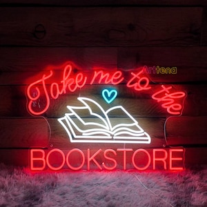 Custom Bookstore Neon Sign, Book Club Decor Sign, Library Led Sign, Home library Sign, Custom Business Logo Sign, Gift for Book Lover