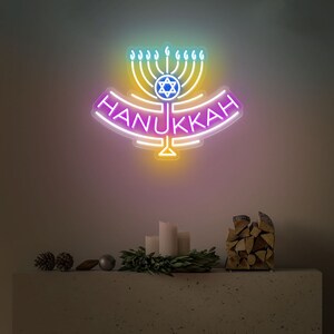 Hannukah LED Neon Sign, Aangepast neonbord, Menorah Neon Sign, Chanoeka Decor, Chanoeka Lights, Vakantie cadeau, LED, Festival van Lichten 4