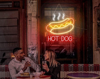 Indoor Hotdog neonbord Custom Food Neon Sign Restaurant Muur DecorFood Led Keuken Decor Fast Food Street Food led-verlichting Hot Dog Mosterd