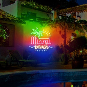Miami Led Signs Handmade Paradise LED Neon Sign, Miami Beach Decor - Etsy