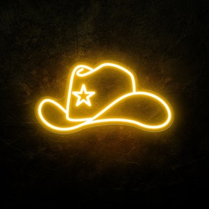 Cow Hat Neon Sign, Cowgirls Light sign, Custom LED Light, Cowboy Hat Decoration Flex, Cowgirl Lover Gift, Bedroom Decor, Western Decor Neon