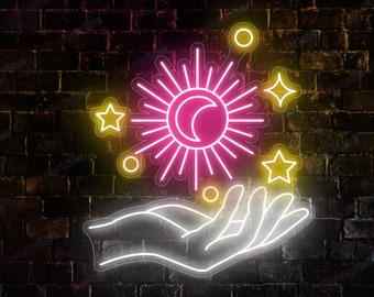Custom Galaxy Hand Neon Sign, Wedding Decor, Wall Art