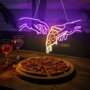 God Hand Pizza Neon Sign, Hands of God LED Sign, Pizza Decor Wall Sign, Fast Food Neon Sign, Rasta Neon Sign, Business Wall Decor Sign
