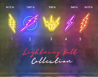 Lightning BOLT Neon Sign Game Room Decoration Lighting Bolt Gift Custom Lighting Sign Wall Sign Thunder neon light Lightning Bolt Collection
