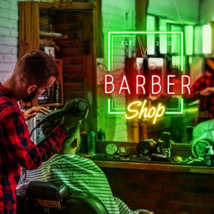 Custom Barber Shop EST. Neon Sign, Custom Business Decor, Personalized Neon Light, Hairstylist Sign, Barber Shop Decor, Beauty Bar Decor