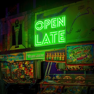 Open Late neon sign, Open Neon Bar, LED Open Sign, Open Sign For Business, Open Neon Sign, Open Sign Led Lights, Game Shop Decoration