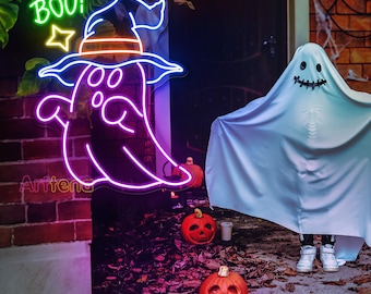 Boo Cute Neon Sign, Boo LED Neon Sign, Ghost Neon Sign, Halloween Decor Sign, Halloween Gift, Horror Decor Neon Sign, Ghost Wall Decor Sign
