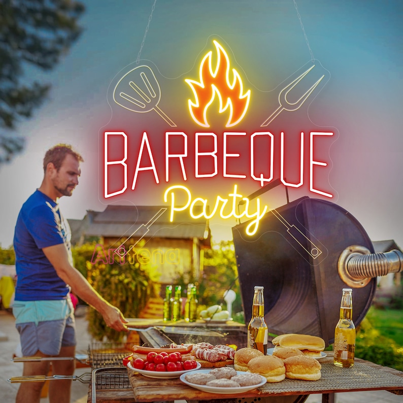 Barbeque Party Neon Sign, BBQ Party Decor, Barbecue Decor Sign, BBQ ...