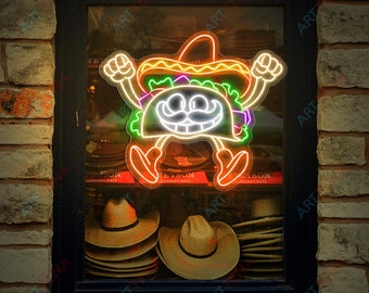 Custom Neon Taco Sign – Mexican Restaurant Decor, Food Night Light
